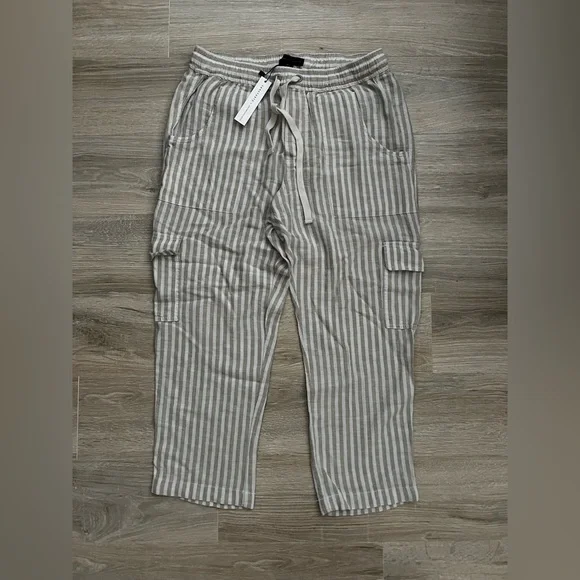 NWT Anthropologie x Sanctuary Women’s Pull On Striped Linen Blend Bottoms - M - Picture 2 of 8